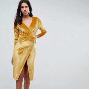 Velvet ASOS gold long sleeve dress